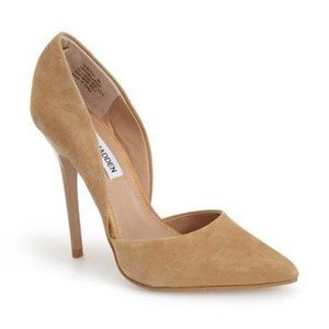 Steve Madden Varcity Suede Pointy Toe Pumps - Nude - Size 7